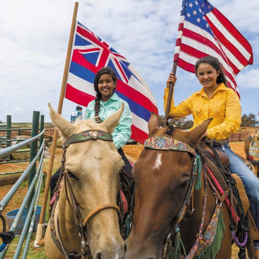 a group of people riding on the back of a horse