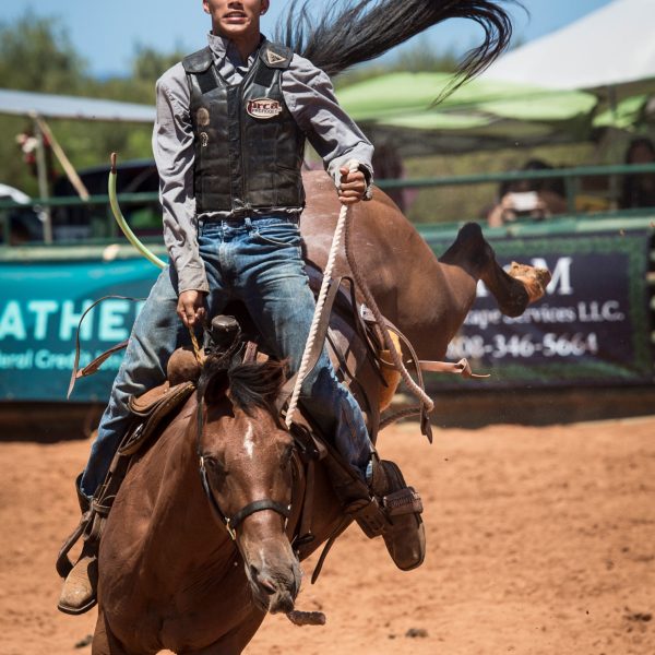 a man riding a horse in the dirt