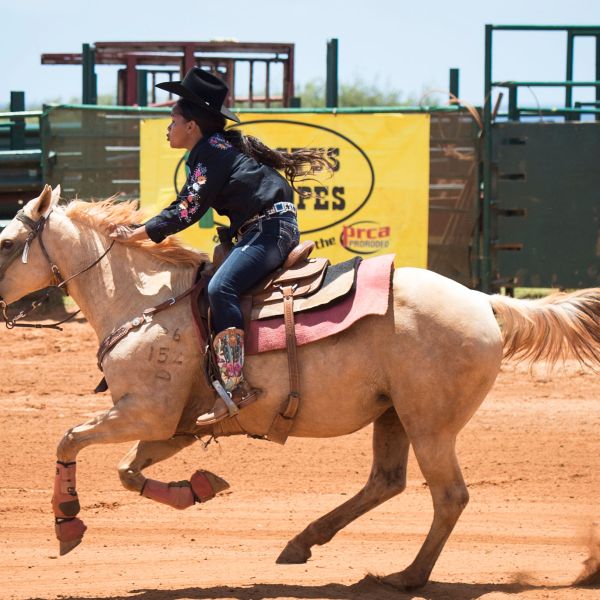 a man riding a horse in the dirt